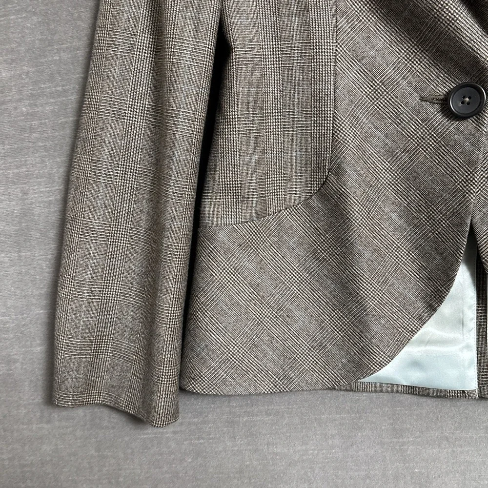 Vintage Banana Republic Blazer 4 Brown Plaid Wool Preppy Academia Career 90s y2k